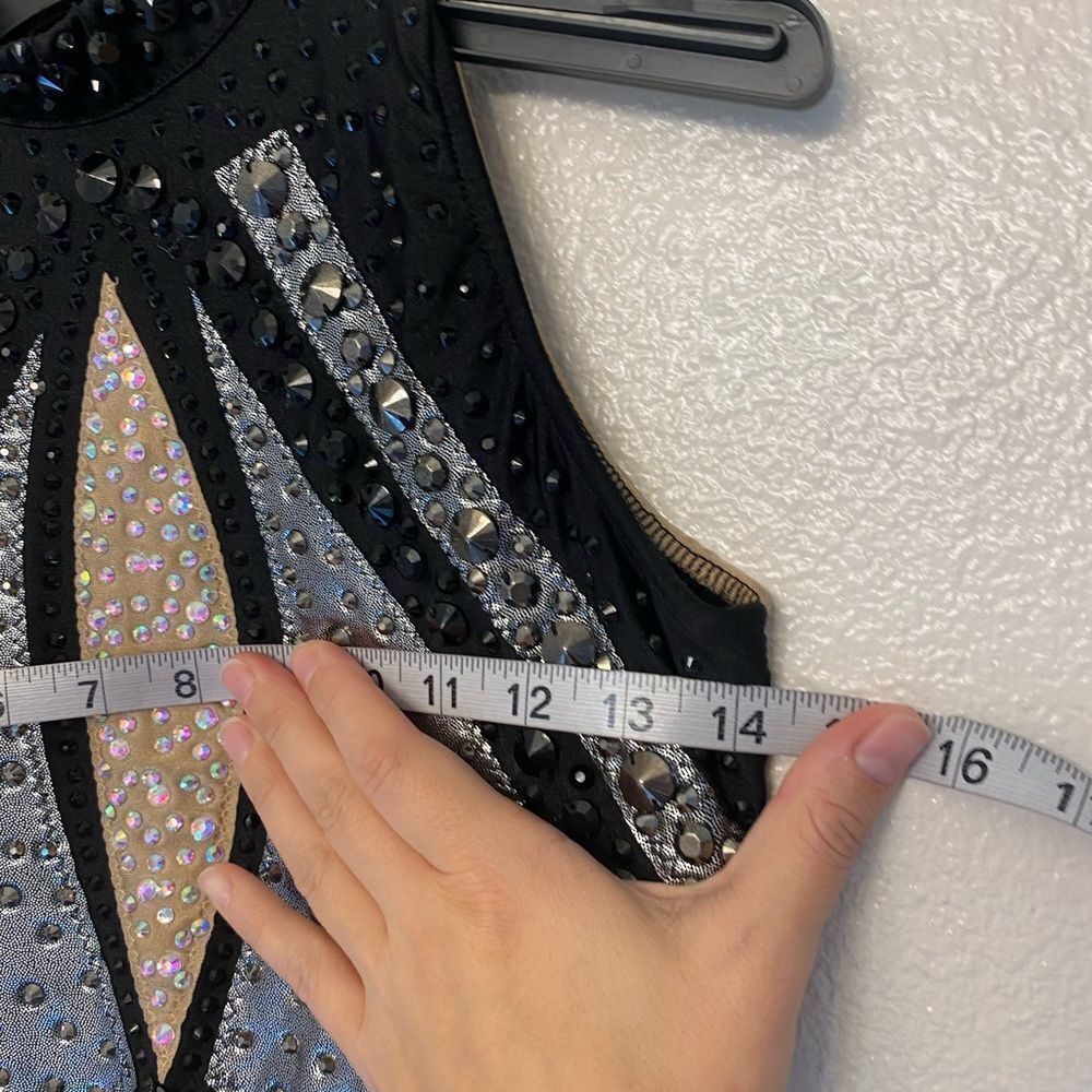 Glamour Solo Dance Costume Black Silver Rhinestone Jazz Contemporary SA Adult - Picture 8 of 11